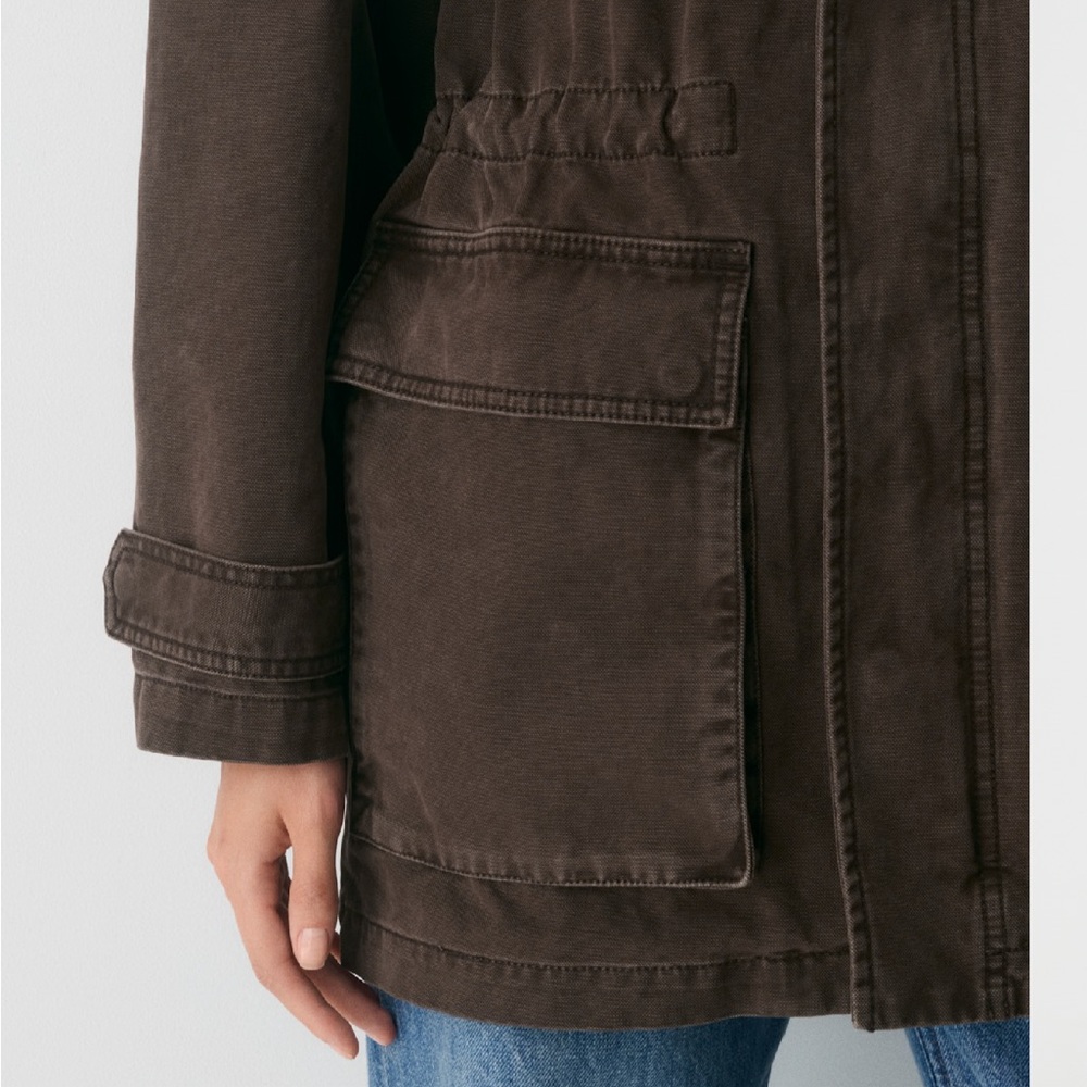 Women's Brown Utility Jacket - Casual Coat - Picture 12 of 14